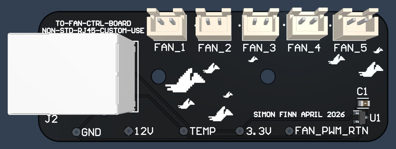 Auxiliary fan and temperature board facilitating uppermost fan control