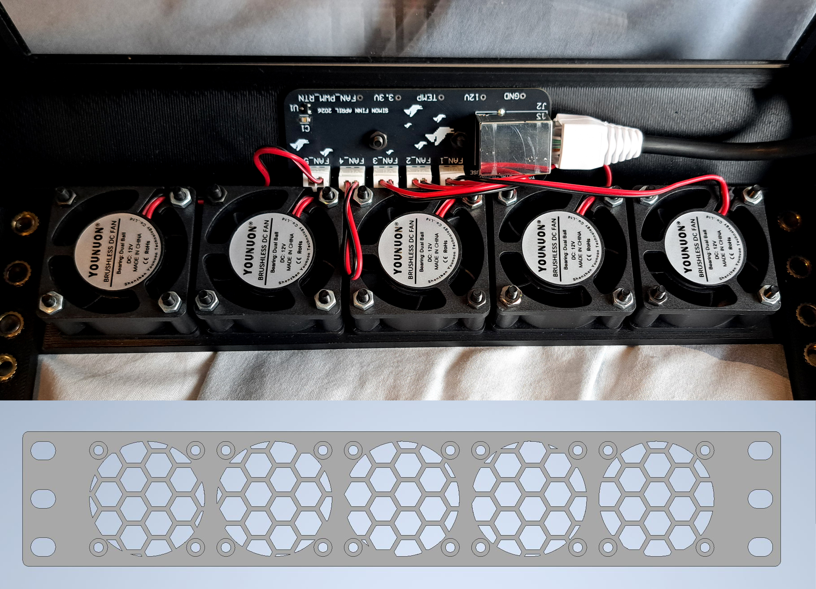 Custom fan panel for the homelab rack