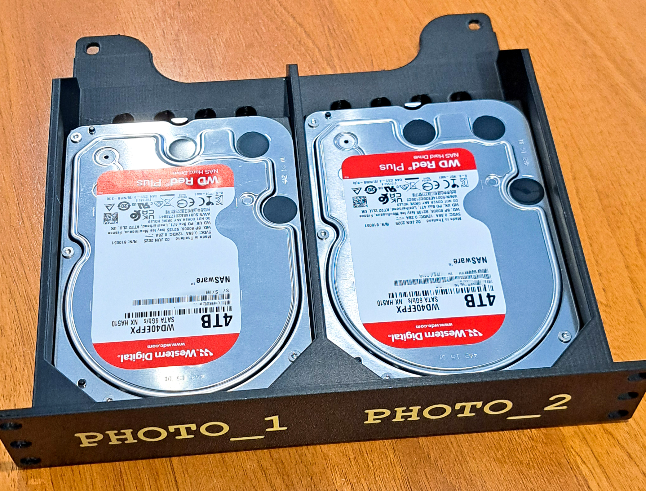 Custom HDD bay panel for the homelab rack
