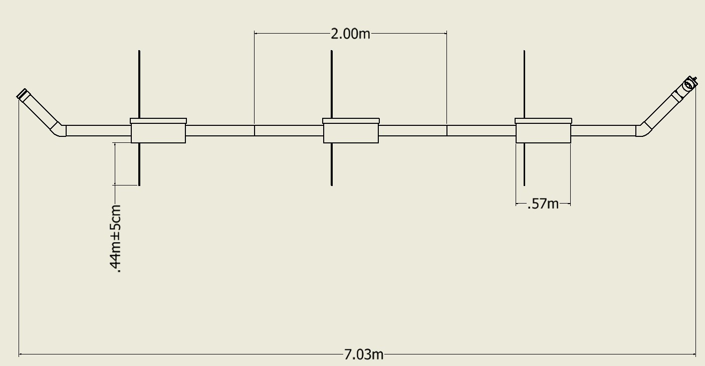 Dimensioned drawing of the Sewer Serpent test rig layout