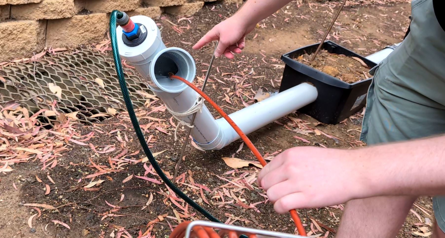 Sewer Serpent field reels and pushrod equipment set up outdoors