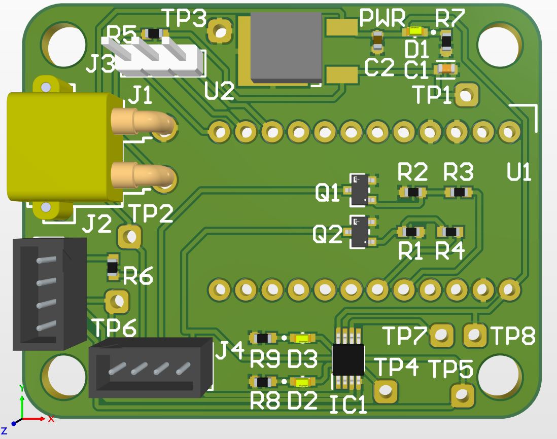 Front render of the Sewer Serpent encoder interface PCB