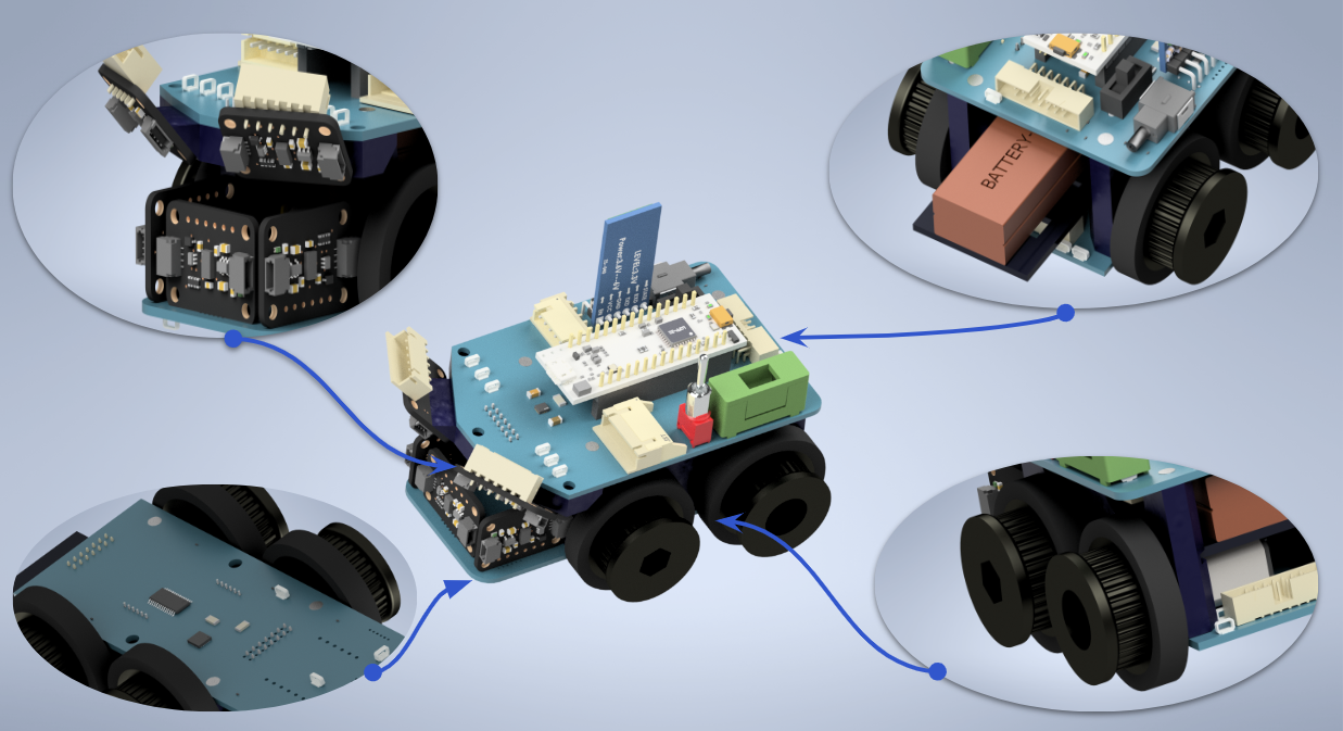 Comparison image showing the PCB design changes between earlier Theseus revisions and Theseus 3
