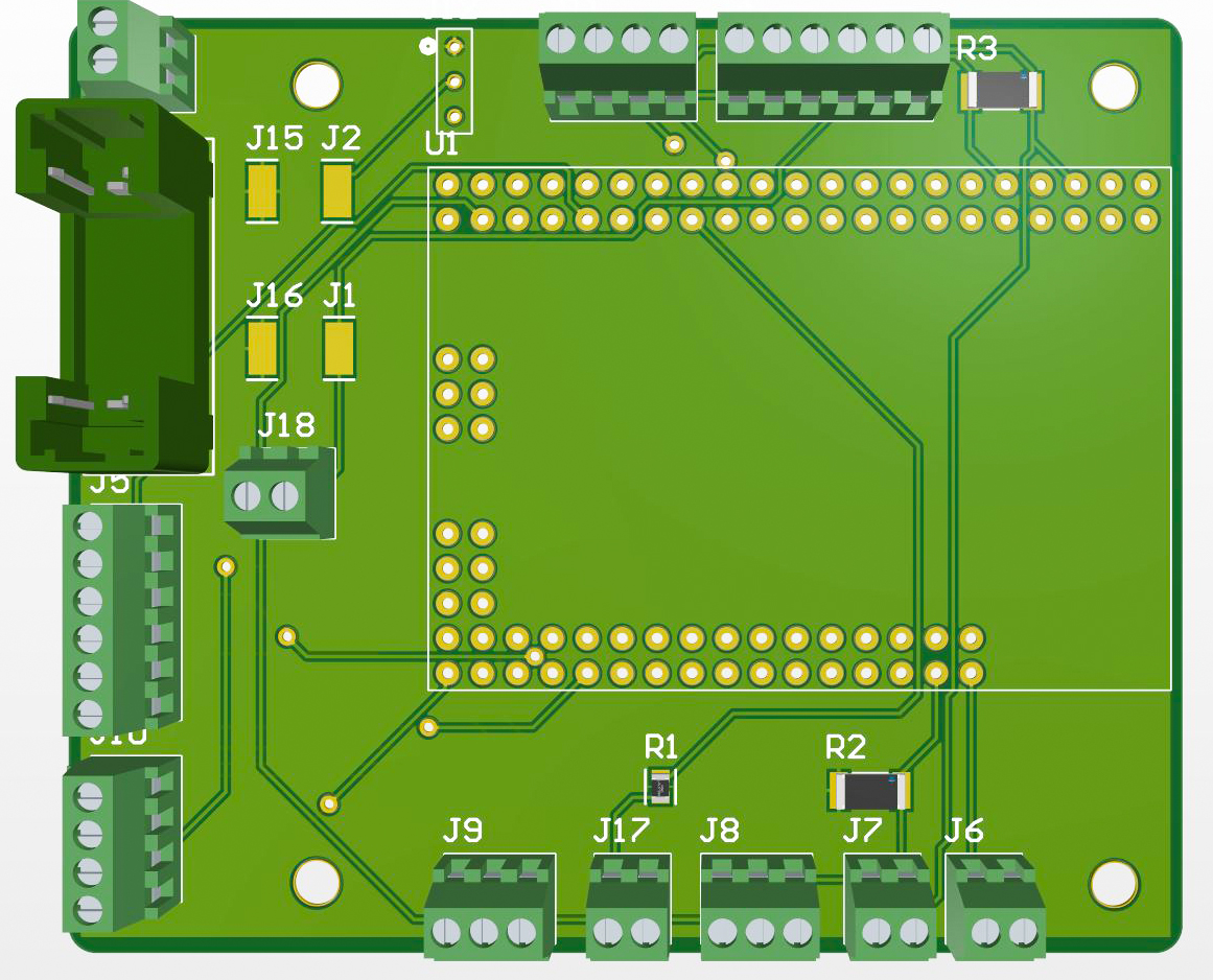 Altium PCB render for the portable UV station custom interface board